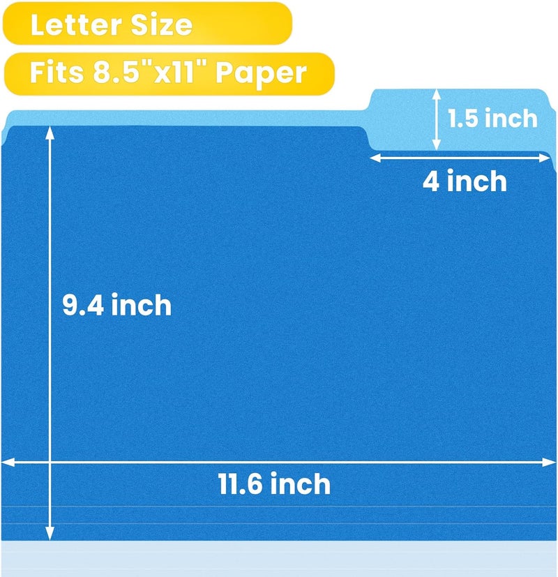 SUNEE File Folders, 36 Pack Manilla Folders 8.5 x 11, Colored File Folders Home Office School Supplies for Documents Files Paper, 6 Assorted Colors - Image 2